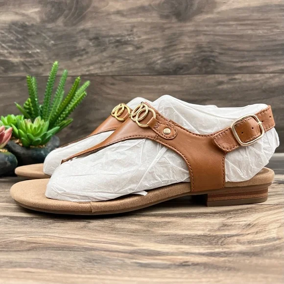 NIB Earth Origins Mendy Leather Thong Sandal Saddle 9M 40.5 - Picture 4 of 12